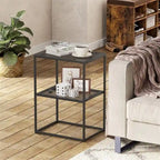 Table d'appoint à 2 niveaux en métal, design rayé évidé, utilisation par 1 personne