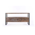Console 3 tiroirs gris antique avec étagère ouverte