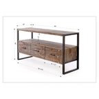Console 3 tiroirs gris antique avec étagère ouverte
