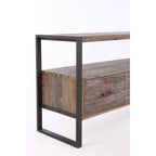 Console 3 tiroirs gris antique avec étagère ouverte