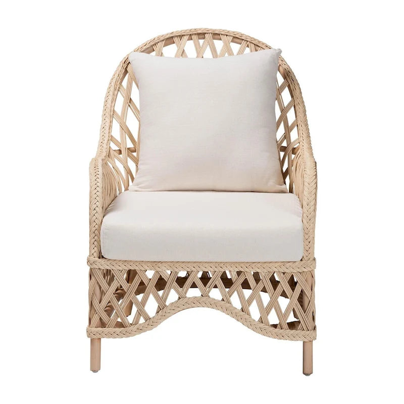 Fauteuil en rotin bohème ivoire – Une place