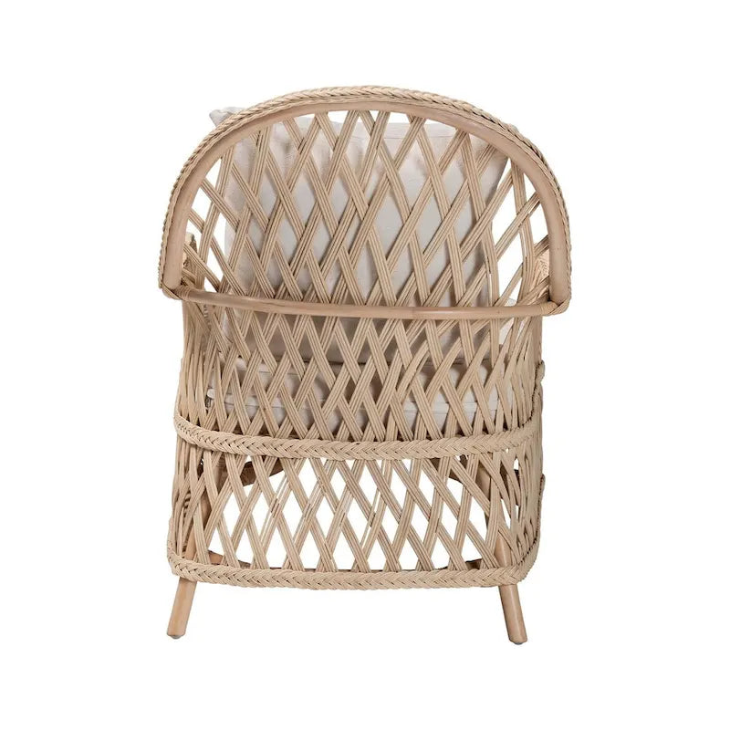 Fauteuil en rotin bohème ivoire – Une place