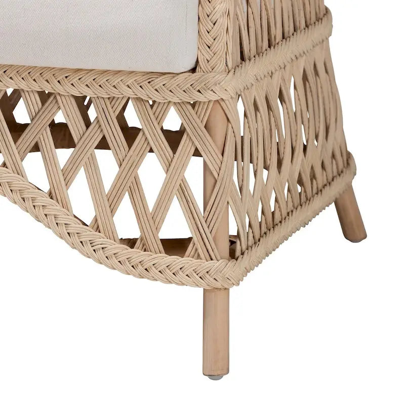 Fauteuil en rotin bohème ivoire – Une place