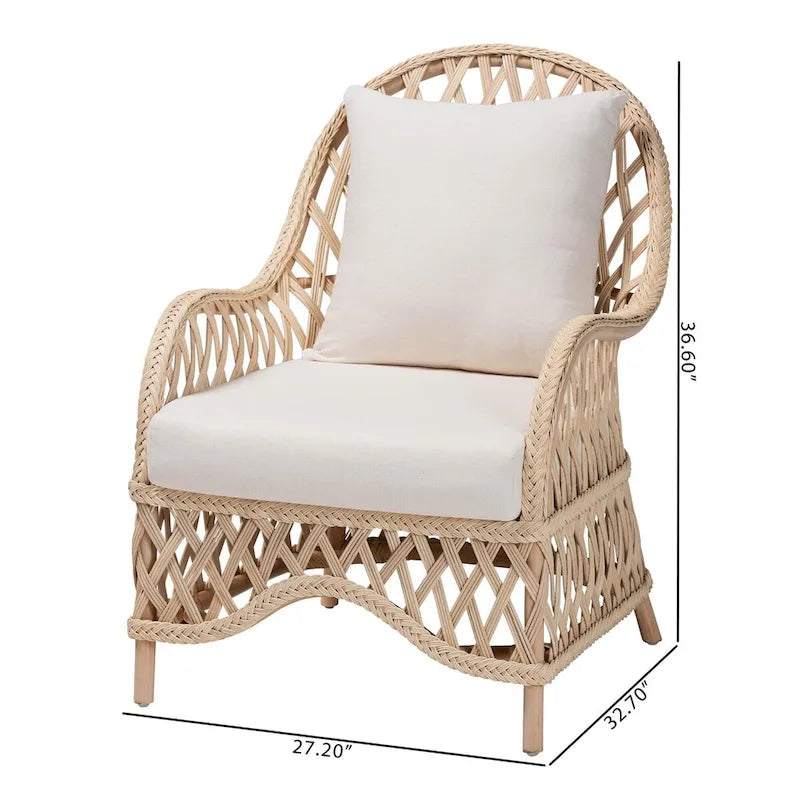 Fauteuil en rotin bohème ivoire – Une place