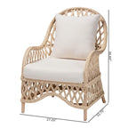 Fauteuil en rotin bohème ivoire – Une place