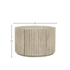 Table basse ronde en bois d'acacia beige avec porte de rangement