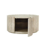 Table basse ronde en bois d'acacia beige avec porte de rangement
