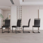 Chaise de salle à manger à dossier haut en similicuir PU gris/noir, pieds en métal en forme de C, lot de 4