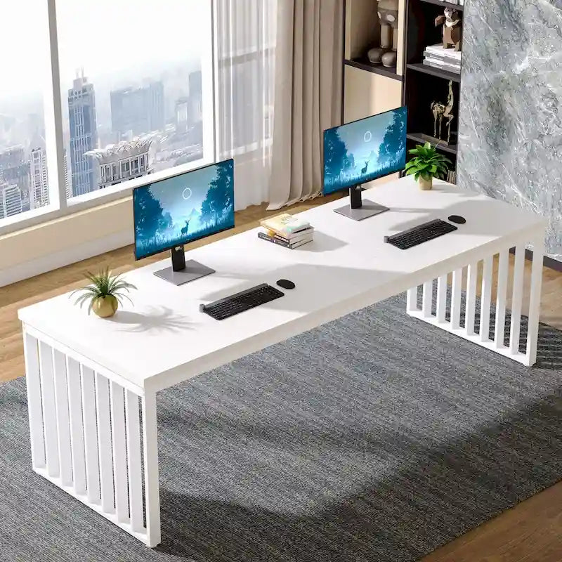 Bureau informatique deux personnes chêne et noir de 199,9 cm