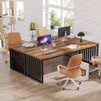 Bureau informatique deux personnes chêne et noir de 199,9 cm