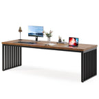 Bureau informatique deux personnes chêne et noir de 199,9 cm