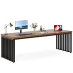 Bureau informatique deux personnes chêne et noir de 199,9 cm