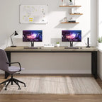 Bureau informatique deux personnes chêne et noir de 199,9 cm