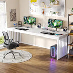 Bureau informatique deux personnes chêne et noir de 199,9 cm