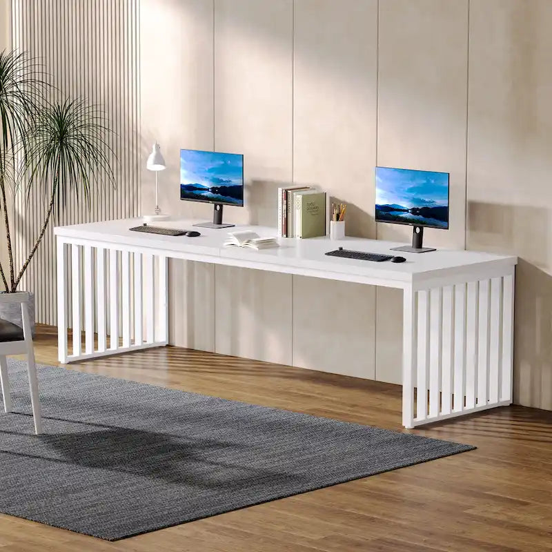 Bureau informatique deux personnes chêne et noir de 199,9 cm