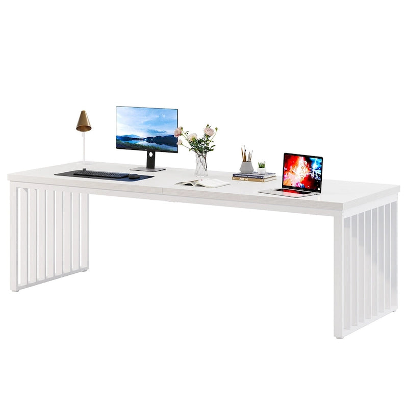 Bureau informatique deux personnes chêne et noir de 199,9 cm