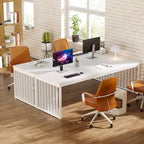 Bureau informatique deux personnes chêne et noir de 199,9 cm