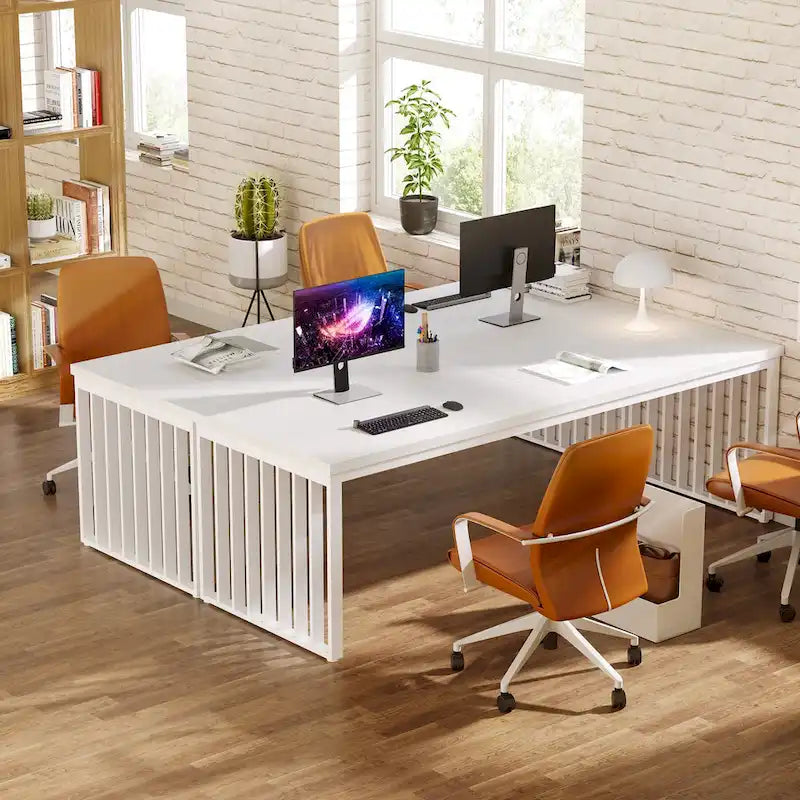 Bureau informatique deux personnes chêne et noir de 199,9 cm