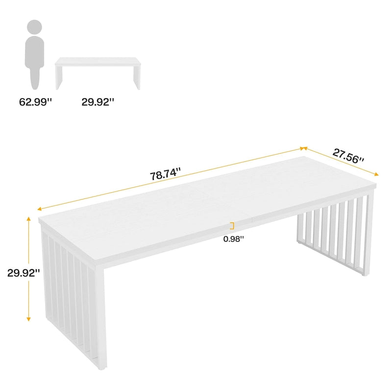 Bureau d'ordinateur 2 personnes de 199,9 cm — Chêne/Noir, Blanc, Noir et Gris, Noir