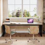 Bureau d'ordinateur 2 personnes de 199,9 cm — Chêne/Noir, Blanc, Noir et Gris, Noir