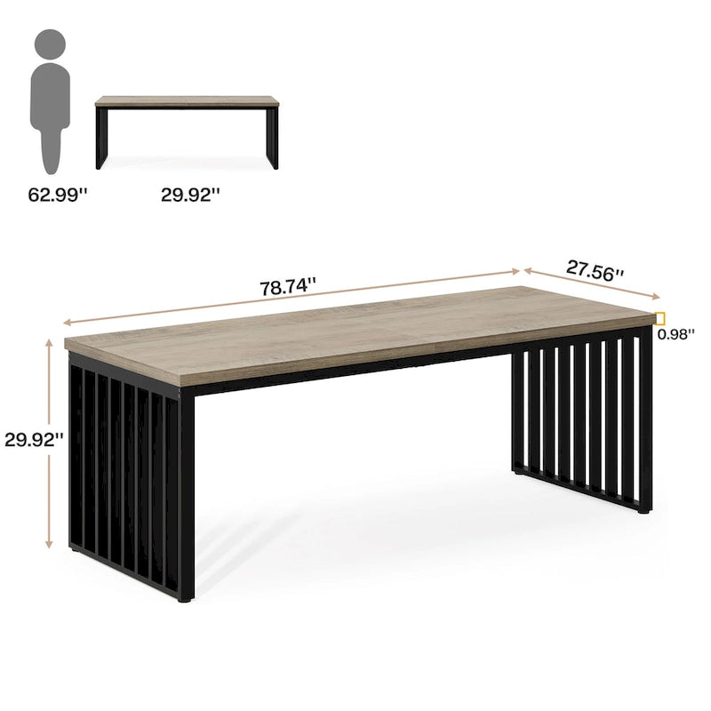 Bureau d'ordinateur 2 personnes de 199,9 cm — Chêne/Noir, Blanc, Noir et Gris, Noir