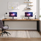 Bureau d'ordinateur 2 personnes de 199,9 cm — Chêne/Noir, Blanc, Noir et Gris, Noir