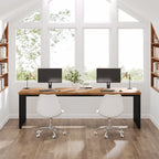 Bureau d'ordinateur 2 personnes de 199,9 cm — Chêne/Noir, Blanc, Noir et Gris, Noir