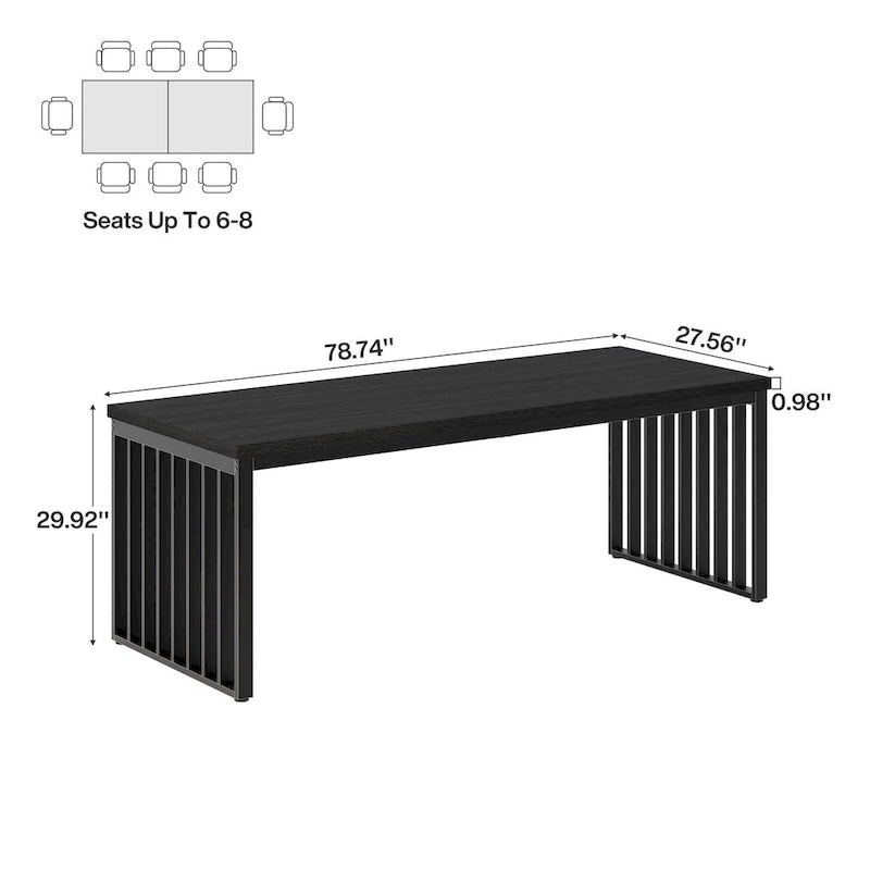 Bureau d'ordinateur 2 personnes de 199,9 cm — Chêne/Noir, Blanc, Noir et Gris, Noir