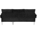 Canapé d'angle convertible en L, tissu chenille, noir/vert/rose, 4 places