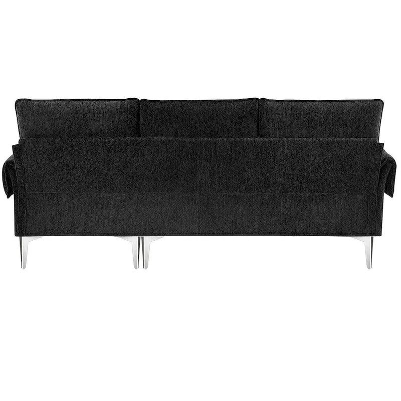 Canapé d'angle convertible en L, tissu chenille, noir/vert/rose, 4 places
