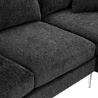 Canapé d'angle convertible en L, tissu chenille, noir/vert/rose, 4 places