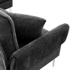 Canapé d'angle convertible en L, tissu chenille, noir/vert/rose, 4 places
