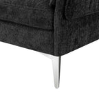 Canapé d'angle convertible en L, tissu chenille, noir/vert/rose, 4 places