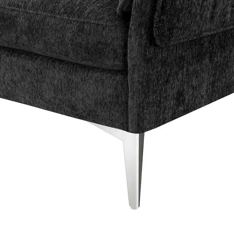 Canapé d'angle convertible en L, tissu chenille, noir/vert/rose, 4 places