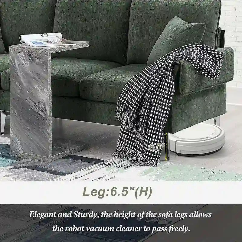 Canapé d'angle convertible en L, tissu chenille, noir/vert/rose, 4 places