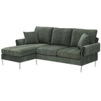Canapé d'angle convertible en L, tissu chenille, noir/vert/rose, 4 places