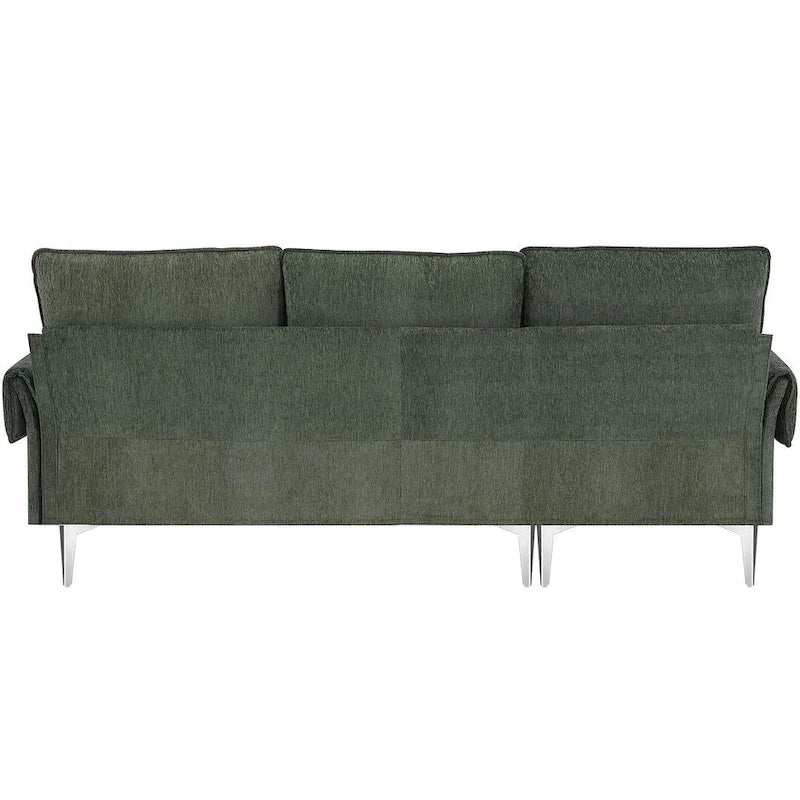 Canapé d'angle convertible en L, tissu chenille, noir/vert/rose, 4 places