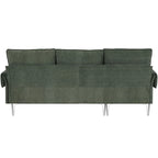 Canapé d'angle convertible en L, tissu chenille, noir/vert/rose, 4 places