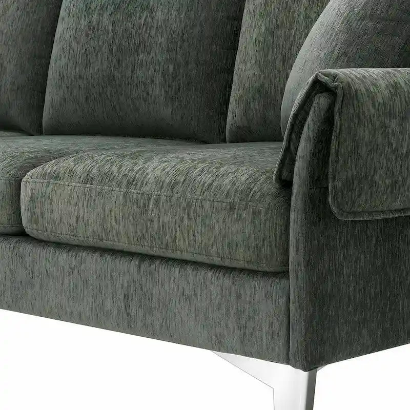 Canapé d'angle convertible en L, tissu chenille, noir/vert/rose, 4 places