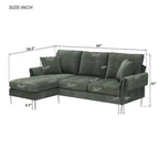 Canapé d'angle convertible en L, tissu chenille, noir/vert/rose, 4 places