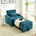Fauteuil de canapé convertible 3-en-1 en velours bleu/beige pour 1 personne