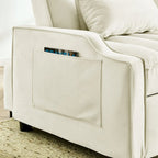 Fauteuil de canapé convertible 3-en-1 en velours bleu/beige pour 1 personne