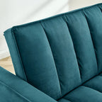 Fauteuil de canapé convertible 3-en-1 en velours bleu/beige pour 1 personne