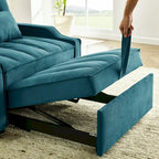 Fauteuil de canapé convertible 3-en-1 en velours bleu/beige pour 1 personne