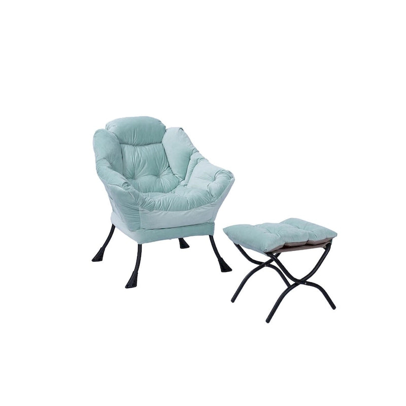 Fauteuil d'appoint individuel vert / bleu / gris avec pouf et repose-pieds