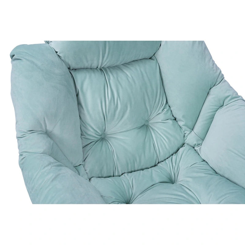 Fauteuil d'appoint individuel vert / bleu / gris avec pouf et repose-pieds