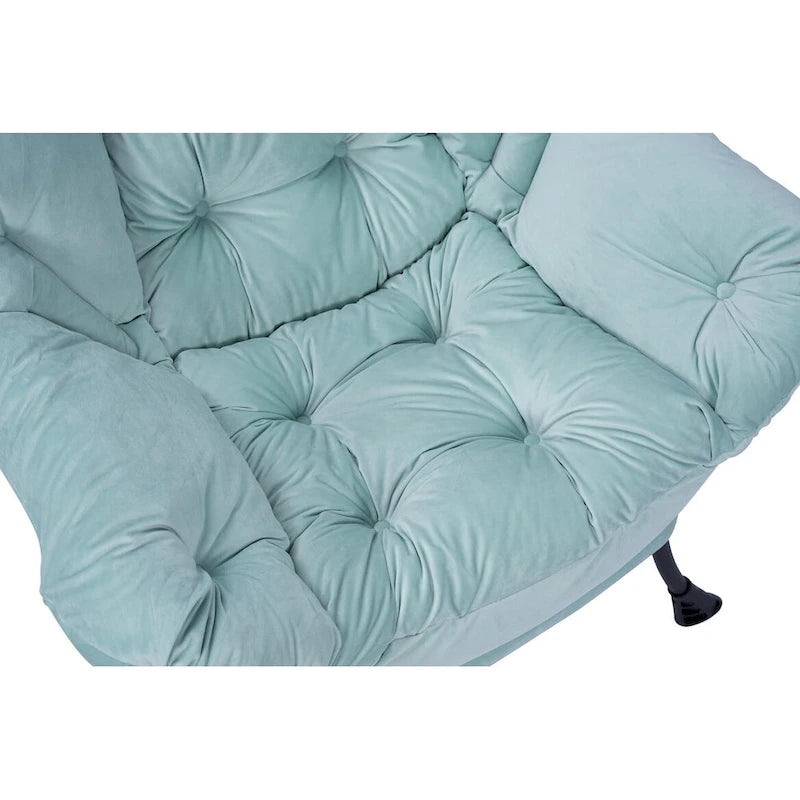 Fauteuil d'appoint individuel vert / bleu / gris avec pouf et repose-pieds