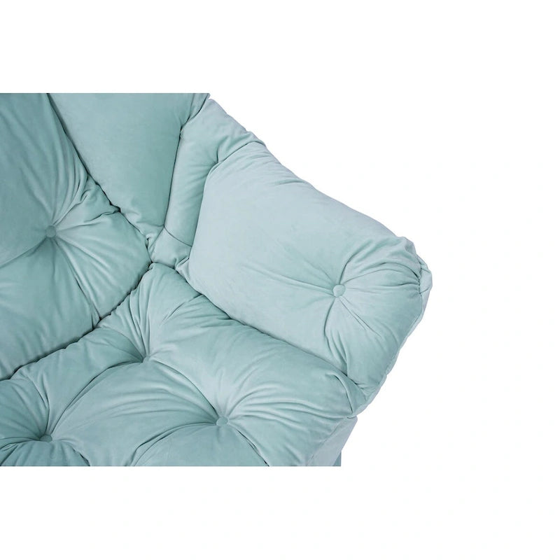 Fauteuil d'appoint individuel vert / bleu / gris avec pouf et repose-pieds
