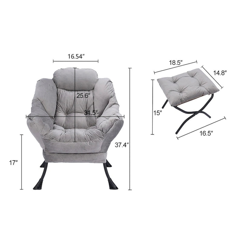 Fauteuil d'appoint individuel vert / bleu / gris avec pouf et repose-pieds