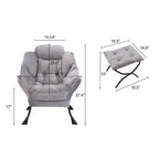 Fauteuil d'appoint individuel vert / bleu / gris avec pouf et repose-pieds